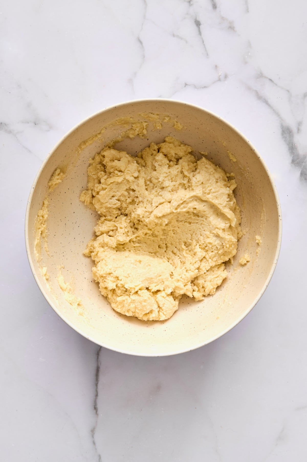Batter for coffee cake in bowl.