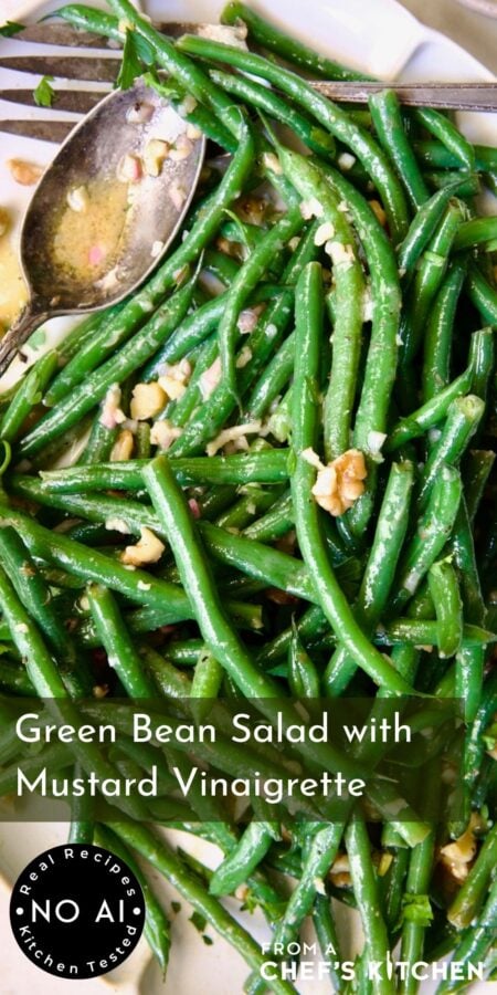 Pinterest graphic for Green Bean Salad with Mustard Vinaigrette.